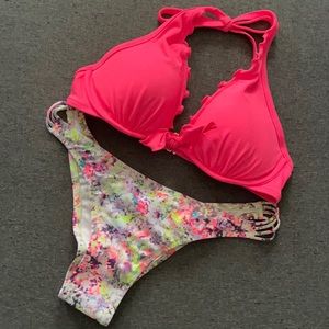 Victoria’s Secret Bikini, 36C / L, pink splatter